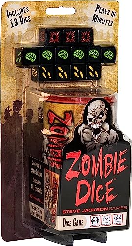Steve Jackson Games Zombie Dice | Fast Press-Your-Luck Dice Roller with Brains and Shotguns, Quick Zombie Apocalypse Fun for 2+ Players, Ages 10+