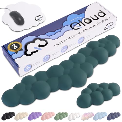 Cloud Keyboard Wrist Rest – Create-ables Qloud Cloud Wrist Rest for Computer Keyboard and Mouse, Ergonomic Memory Foam Wrist Pad with Non-Slip Base, Includes Cloud Mouse Pad – Dark Teal - color: 09 Dark Green