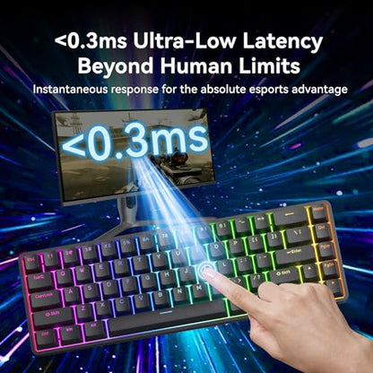 TMKB T68-C HE Hall Effect 60% Gaming Keyboard, 8000Hz, 0.02mm Rapid Trigger | Magnetic Switches, Adjustable Actuation, Web Driver, RGB Backlight, Wired, Gift for Teens, Students and FPS Gamers