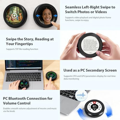 ELECROW 2.1" ESP32 Rotary Display 480x480 HMI IPS Round Knob Touch Display | 2.4G WiFi and BLE Capacitive Rotary Touch Screen Development Board Compatible with Arduino IDE and LVGL Library - size: 2.1" ESP32 Rotary Display