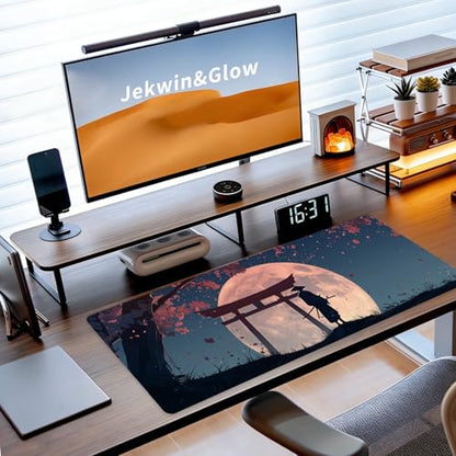 Japanese Samurai Gaming Mouse Pad, Desk Mat, Large Mousepad with Non-Slip Rubber Base XL Extended, Big Keyboard Mat Office&Home, Gamers, 31.5x11.8in, Cherry Blossom - color: Samurai2