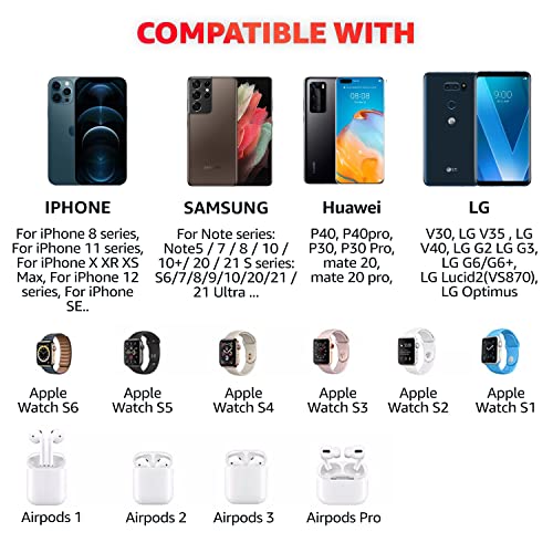 4 in 1 Wireless Charger with Headphone Stand for iPhone 17 16 15 14 13 12 Pro Max, Apple Watch 11 10 Ultra SE, AirPods Max 4 & Samsung S25-15W Gaming Desk Organizer (Adapter Not Included)(White)