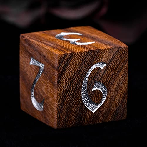 Wooden DND Dice Set Red Sandalwood Dice Set for D&D Tabletop Games | Iron Box, DM Gift, for Dungeons and Dragons Role Playing Games - color: Red Sandalwood