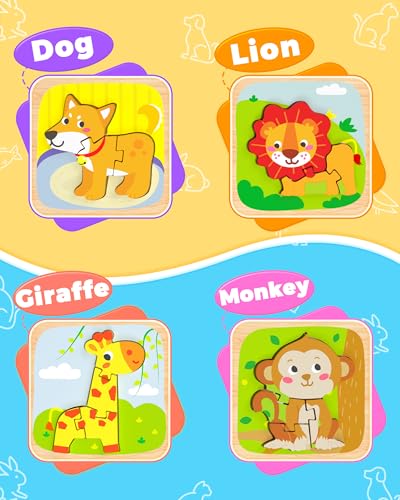 Benresive Wooden Toddler Puzzles, Montessori Toddler Toys for 1 2 Year Old | 6 Pcs Puzzles, 1 2 3 Year Old Girl Boy Great Gifts, Learning Educational Preschool Bolck Toys for 1 2 3 Year Old - style: 4 PCS