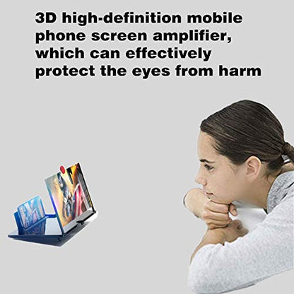 Screen Magnifier Amplifier, New Generation Phone Holder Screen Amplifier, 3D HD Video and Gaming Phone Projector-with Foldable Phone Stand, Supports All Smartphones - color: Black