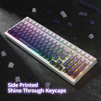 133 Keys PBT Gradient Gray Side Printed Keycaps,Double Shot Shine Through Custom Cherry Profile Keycaps for for Cherry/Gateron MX switches 60 Percent / 68/75% Gaming Mechanical Keyboard (star purple)