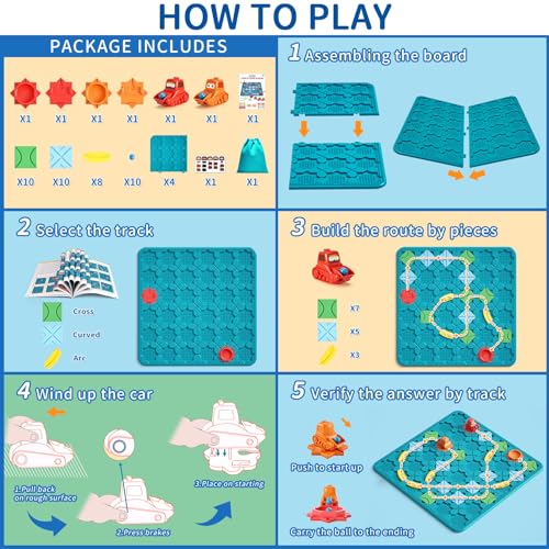 Kids Board Games Learning Toys, STEM Educational Logic Kits with 200+ Challenges & 4 Difficulty Levels, Brain Puzzles Maze Games for Boys Girls Ages 3-10 Birthday Gifts - color: Blue
