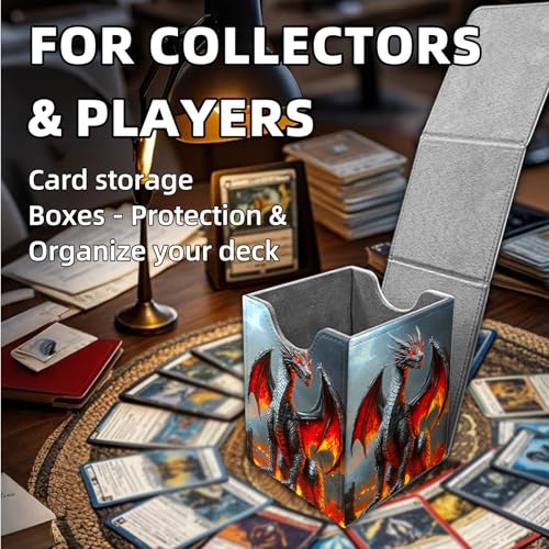 for MTG Deck Box, Trading Card Storage Case Holds 100+ Sleeved Cards, Fiery Dragon in Ruins Magnetic Closure Durable Deck Holder for Magic The Gathering, TCG & Commander - color: Fiery Dragon in Ruins