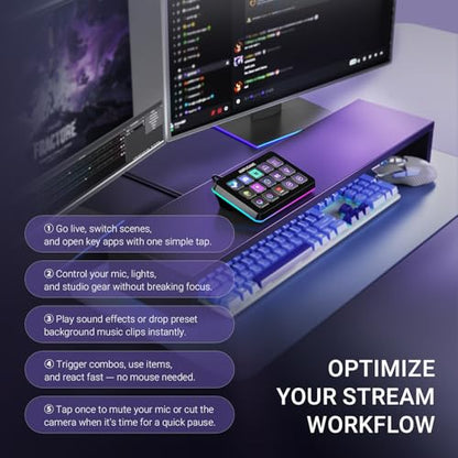 FIFINE AmpliGame Stream Controller with 15 Macro Keys, Streaming Keyboard with Trigger Actions in OBS/Twitch/YouTube/Streamlabs, Shortcut Buttons Keypad Works with Mac and PC-D6 - color: Black
