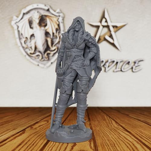 AUSPDICE Pro-Painted Quality Unpainted TTRPG Figure 32mm Scale Fantasy Role Playing Minis Figurine for Dungeon Masters, Human Miniatures Tabletop Gaming Miniatures RPG Accessory - Lycan Slayer(AS301)