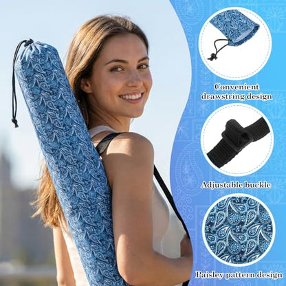 Klmnop 35 Inch Mahjong Mat Storage Bag with Adjustable Strap | Protect and Organize Your Mat with Drawstring Closure, Blue Waterproof Polyester Carrying Case for Board Games Travel Storage
