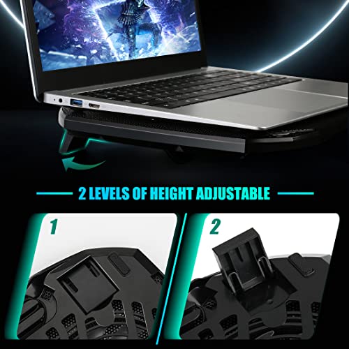 LIANGSTAR Laptop Cooling Pad, Gaming Laptop Cooler with 2 Quiet Big Fans, RGB 7 Color Light Change, Portable USB Laptop Stand 11 to 15.6 Inch, Slim and Easy Carry Working Study Outdoor Travel