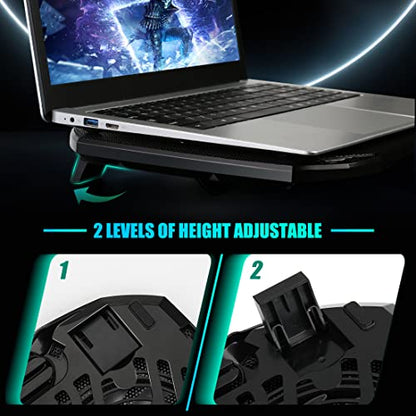 LIANGSTAR Laptop Cooling Pad, Gaming Laptop Cooler with 2 Quiet Big Fans, RGB 7 Color Light Change, Portable USB Laptop Stand 11 to 15.6 Inch, Slim and Easy Carry Working Study Outdoor Travel