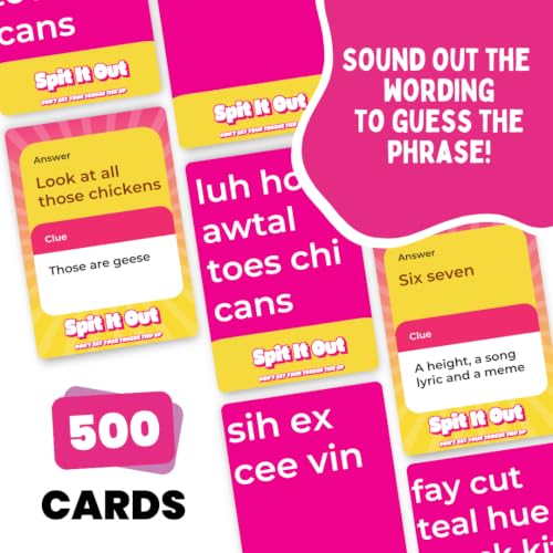Spit It Out Party Game for Adults & Teens 17+ – Fast-Paced Word Guessing Card Game, Sound It Out & Shout the Answer, Funny Group Game for Game Nights, Parties, Gatherings & Icebreakers, 2+ Players
