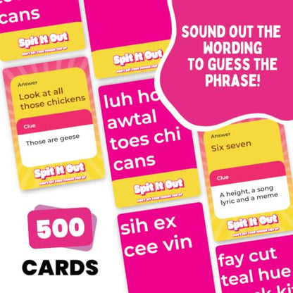 Spit It Out Party Game for Adults & Teens 17+ – Fast-Paced Word Guessing Card Game, Sound It Out & Shout the Answer, Funny Group Game for Game Nights, Parties, Gatherings & Icebreakers, 2+ Players