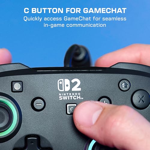 Turtle Beach Afterglow Wave Wired RGB Gaming Controller, Nintendo Switch 2 | Switch Lite, OLED, Hall-Effect Thumbsticks, 2 Mappable Back Buttons, Audio Controls, C-Button for GameChat, RGB Lights, Black - color: Black