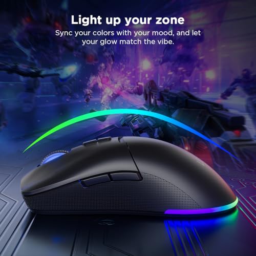 Lenovo Legion M220 Wireless RGB Gaming Mouse, Dual Channel Bluetooth, 2.4Ghz Wireless, USB-C Charging, 5-Level DPI Switch, Symmetrical Medium-Large Size, Black - color: Black, size: Large | Ambidextrous, style: M220