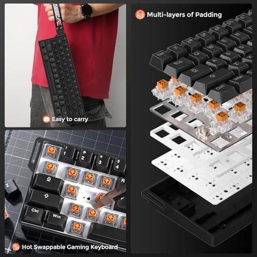 DAREU EK60 HE Rapid Trigger Gaming Keyboard Wired, 0.01mm RT Accuracy Adjustable, Hall Effect Magnetic Switch Hot Swappable, SOCD, 8000Hz Polling, RGB Backlit, 60% Compact Design for Laptop/PC - color: Black