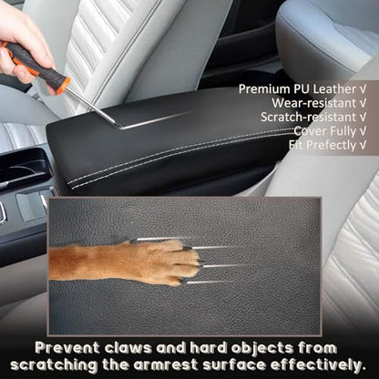ramuel Center Console Armrest Cover for Ford Fusion 2017 2018 2019 2020 | Anti-Scratch ，Non-Slip ，PU Leather ，Easy Install - size: for Fusion 2017 2018 2019 2020