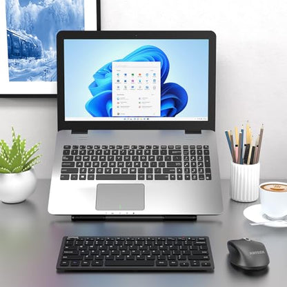 Arteck 2.4G Wireless Keyboard Ultra Slim and Compact Keyboard with Media Hotkeys for Computer Desktop PC Laptop Surface Smart TV and Windows 11/10/8/7, Black - color: Black