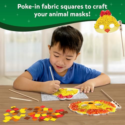 Skillmatics Poke-in Art – Animal Masks, Mess-Free DIY Wood Craft Kit | Fun Creative Activity for Kids, 800+ Colorful Fabric Squares, 6 Foam Masks, Gifts for Girls & Boys Ages 4, 5, 6, 7, 8, 9 - style: 9. Animal Masks
