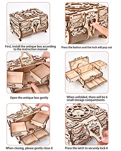 Varbertos 3D Wooden Puzzle Mechanical Treasure Box, Wood Creative Assembly Model Building Kits to Build for Adults and Teens, DIY Wooden Puzzle Hobbies Projects Gift for Women and Kids - size: 170Pcs