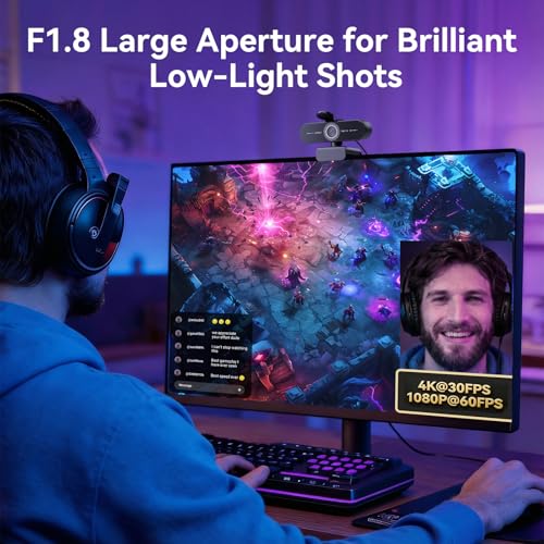 EMEET C60E 4K Webcam for Streaming & Gaming – PDAF Autofocus, Dual Mics, Live Streaming Camera with Auto Light Correction, Plug & Play USB Webcam for PC & Mac - style: Single-Camera w/ PDAF