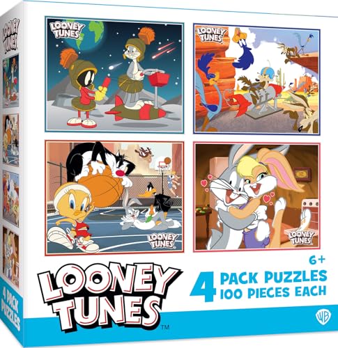 MasterPieces Puzzle Set - 4-Pack 100 Piece Jigsaw Puzzle for Kids - Looney Tunes 4-Pack - 8"x10" - style: Looney Tunes