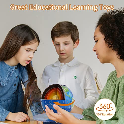 3D Puzzles for Kids Ages 8-10-12-14 Earth Globe DIY Geography Puzzle, Educational Learning Toys 3D Jigsaw World Globe Map Model Kit Teaching Aids Birthday for Boys Girls, 50 Pieces - style: Earth Globe