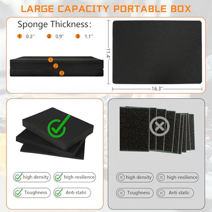 17 Inch Aluminum Carrying Case 17 X 12 X 6 Inch Ideal for Microphone & Camera Gear Transportation, DJ Mixer Case with Customizable Pre-Diced Foam, Black - size: Inner：16.5''X 11.5''X 5.5''