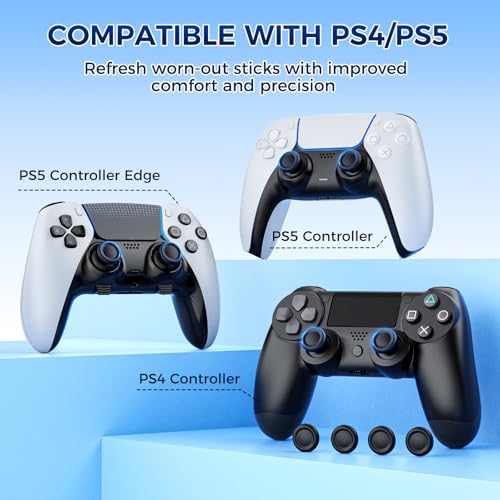 Joystick Replacement Cap Thumb Grips for PS5/PS4 Controller, IINE PS5/PS4 Controller Button Stick Covers, 3D Analog Cap Skin Replacement Part Repair Accessories, 6 PCS
