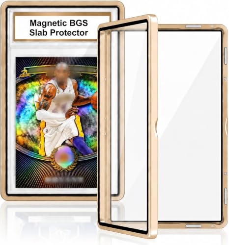 BGS Slab Case with 9-Point Secure Lock, Aluminum Alloy Graded Card Case for 35PT BGS Slabs,Magnetic UV Protection Slab Protector for Professional Display & Storage Frame for Sports Cards (Gold) - color: Gold