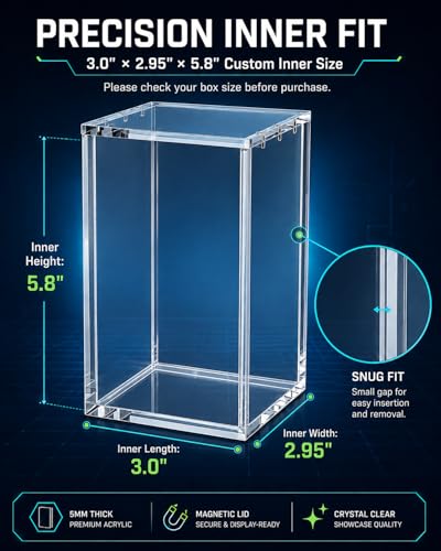 Japanese One Piece Booster Box Acrylic Display Case | Fits JP OP-04 to OP-16 Booster Boxes, 5mm Clear Magnetic TCG Box Protector, UV & Dust Resistant Acrylic Storage Case - size: Acrylic Case for JPOP(3"Lx2.95"Wx5.8"H)