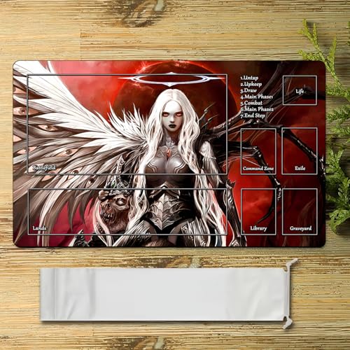 MTG Playmat, Game Play Mat for MTG TCG 24 x 14 inches Trading Card Inked Game Playmats with Storage Bag Smooth Rubber Surface Battle - color: Pattern11 With Zones