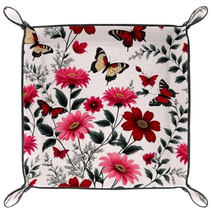 Florals Butterflies Dice Tray Dice Rolling Tray Folding Dice Holder for Dice Games, Like RPG, DND and Other Table Games - color: Multi 18
