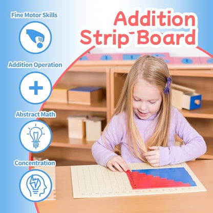 MONTESSORI OUTLET Addition Strip Board for 3-6 Years Montessori Education at School and Home - style: Addition Strip Board