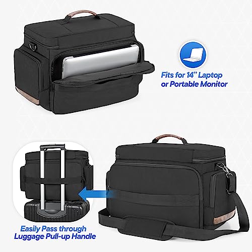 LoDrid Travel Carrying Case Compatible with PS5/PS5 Slim/PS4/PS4 Pro, Black | Protective Gaming Bag with Handle and Shoulder Strap for Console and 15.6" Laptop