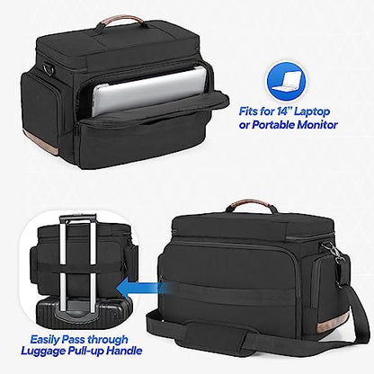 LoDrid Travel Carrying Case Compatible with PS5/PS5 Slim/PS4/PS4 Pro, Black | Protective Gaming Bag with Handle and Shoulder Strap for Console and 15.6" Laptop
