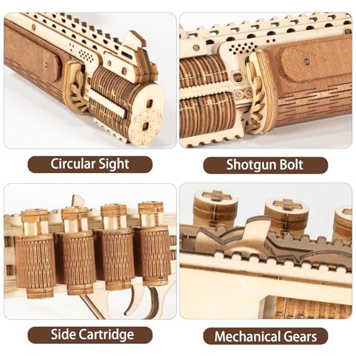 3D Wooden Puzzle for Adults, Rubber Band Guns, Toy Shotgun Model Building Kit, DIY Wood Crafts Cool Toy, Hobbies for Man, Unique Gift for Kids, Adults, Lovers - color: Shotgun