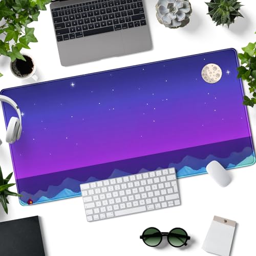 Purple Large Gaming Mouse Pad Extended Kawaii Cute Desk Mat Pad Anime Mousepad XXL Night Keyboard Pad Computer Laptop Mouse Mat Office Desktop Decor Pad 31.5x15.7 in - color: Purple Pixel Art