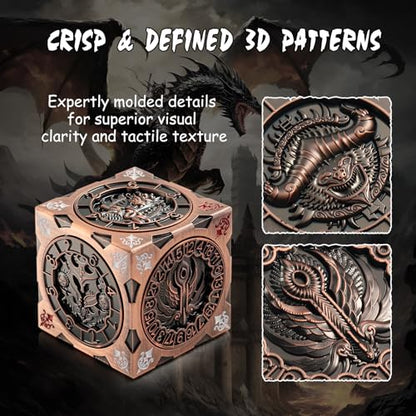 Spinner DND Dice Cube, DNDND 7-in-1 Spinning Dice Set with Gift Box for Dungeons and Dragons D&D Tabaltop Ideal Collector's Gift for Dungeon Masters (Copper) - color: Copper