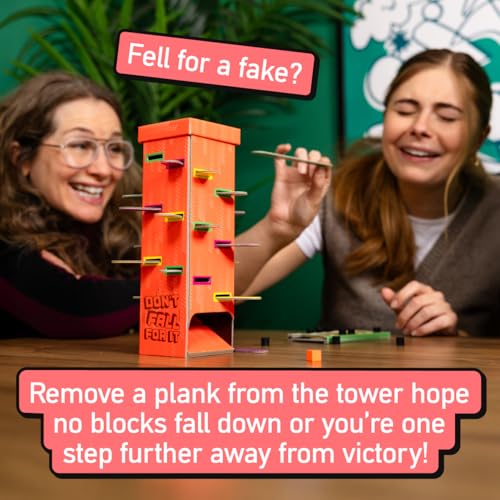 Don't Fall for It - The Hilarious Tower Trivia Game for Ages 10 and up. Fun and Easy Board Game for 2+ Players, Perfect for Families and Kids and Game Night. - style: Orange Version (Same Content)