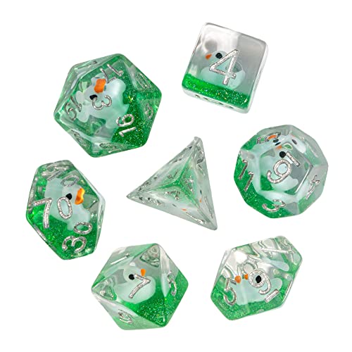 Cusdie 7-Die DND Dice, Polyhedral Dice Set Filled with Animal, for Role Playing Game D&D Dice (Blue Duck) - color: Blue Duck
