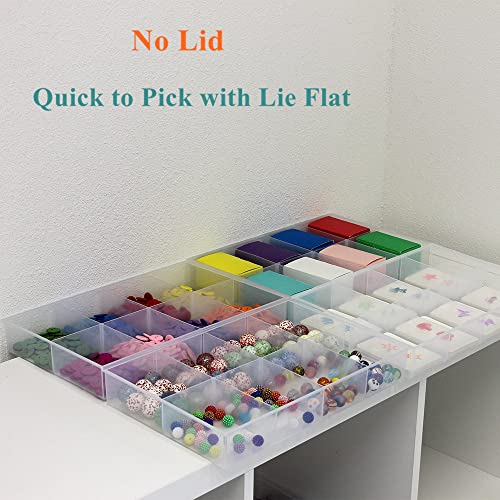 2 Pack Fixed 8 Grids Clear Plastic Organizer Sorting Tray and Transparent Storage Divider Box Container Case for Hardware, Craft, Sewing Kit, Office Supplies, Small Parts - size: Fixed 8 Grids