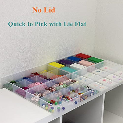 2 Pack Fixed 8 Grids Clear Plastic Organizer Sorting Tray and Transparent Storage Divider Box Container Case for Hardware, Craft, Sewing Kit, Office Supplies, Small Parts - size: Fixed 8 Grids