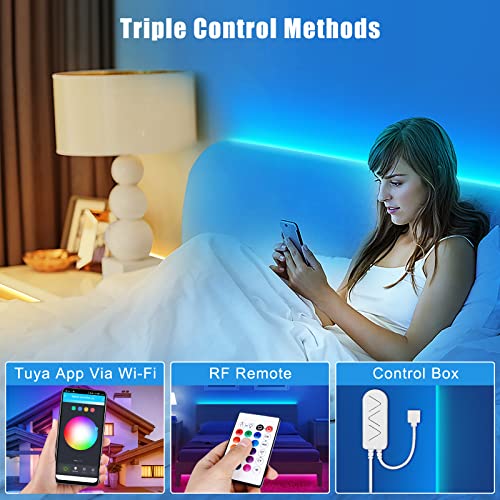 Tatazone RGBWW Smart LED Strip Lights, 32.8ft Tunable White 3000K to 6500K+RGB WiFi Led Light Strips Work with Alexa Google, Music Sync Color Changing Indoor Rope Lights for Kitchen, Room, Cabinet - style: WiFi-32.8ft-Alexa and Google