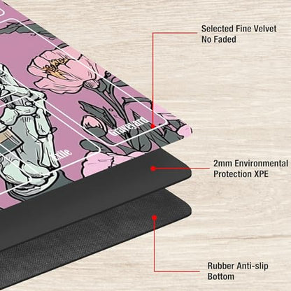 MTG Playmat with Zones, TCG Card Game Play Mat with Stitched Edges, Non-Slip Rubber Base Gaming Desk Mat, Smooth Surface 24 x 14 Inch, Goth Skull Pink - color: Goth Skull Pink, size: Zone 1