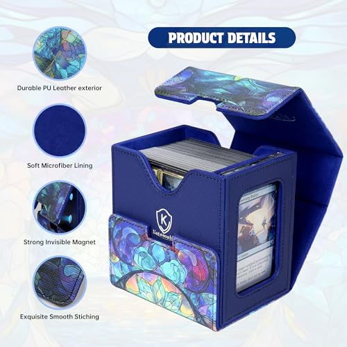 Katomula Card Deck Box for MTG Commander, Trading Cards Case Holds 100 Double-Sleeved Cards with Commander Display and Dice Tray-Island - style: Island
