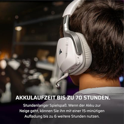 Corsair Void v2 Wireless Gaming Headset with Bluetooth for PC, PS5, PS4, Switch, Mobile – Dolby Atmos, 70 Hr Battery, Dual Wireless, Lightweight, Fast Charging – White | For PC, PS5, PS4, Switch & Mobile ,Dolby Atmos, 70 Hours Battery Life, Double Wireles