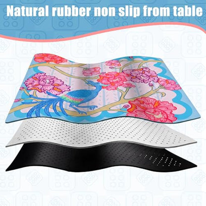 Drydiet Mahjong Mat for Table 31.5 x 31.5 Inch American Mahjong Mat with Carrying Bag, Non-Slip Noise Reduction Table Item for Family Poker Domino Board Game Night & Party Use(Peacock) - style: Peacock
